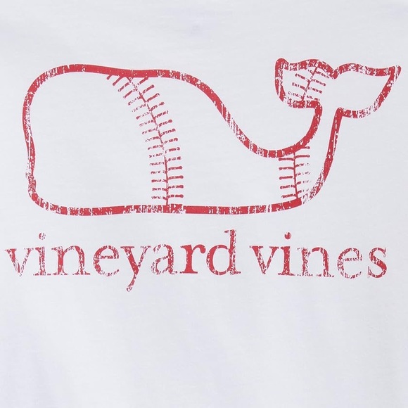 NEW Mens Vintage Red Baseball Whale Long-Sleeve Graphic Tee - Picture 3 of 7